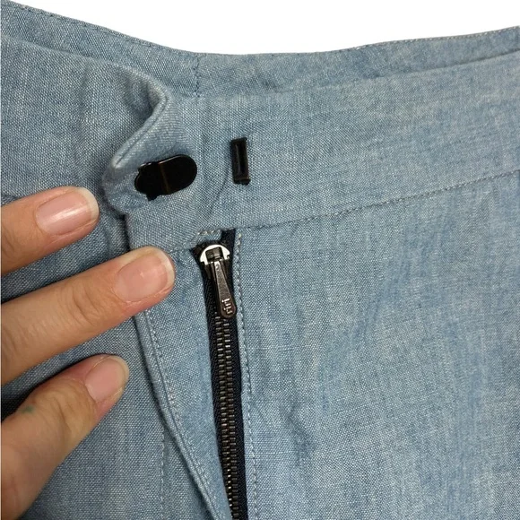 Hellessy | Wide Leg Flare Pants in Vintage Blue Chambray 4 - Picture 6 of 8